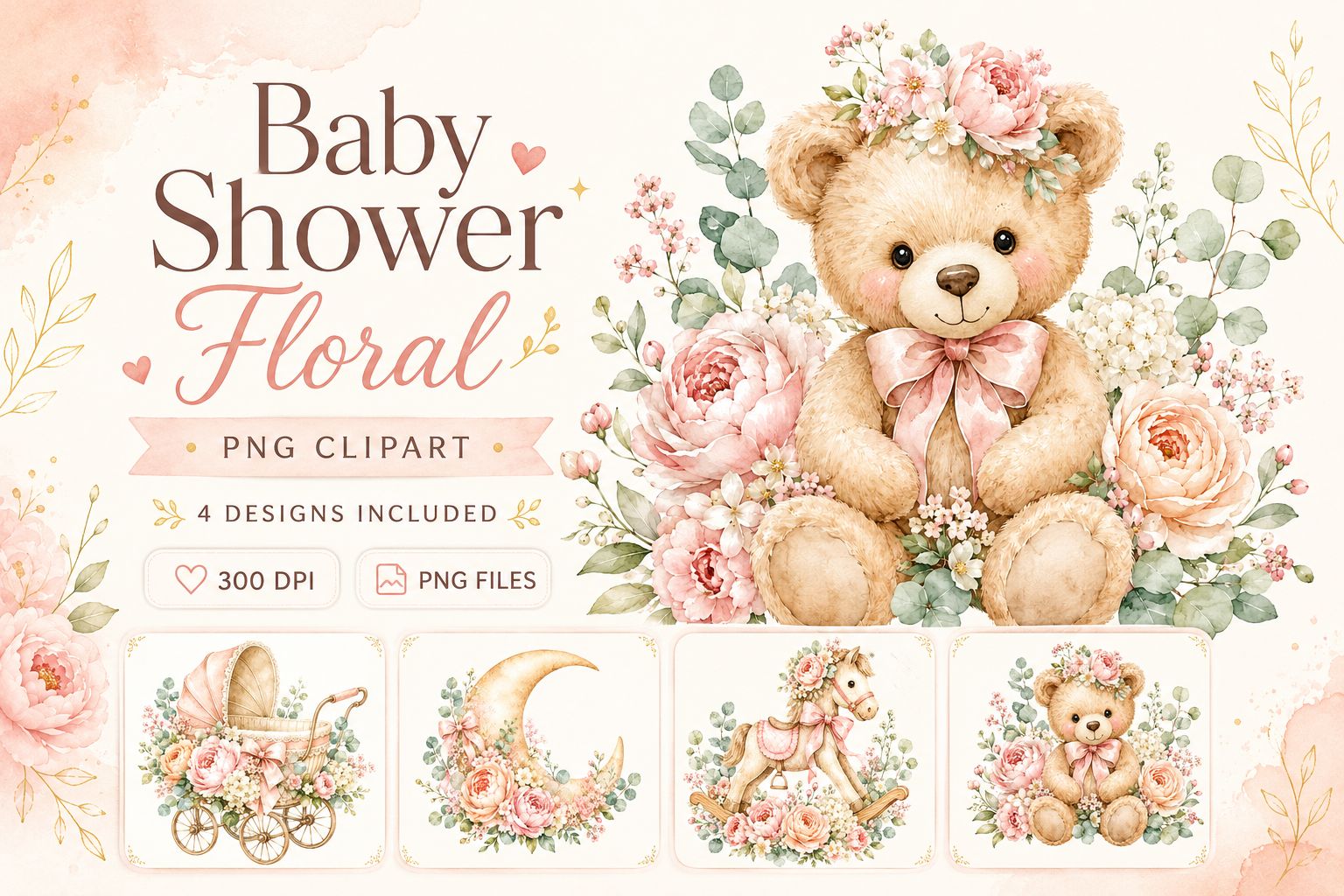 Baby Shower Floral PNG Clipart