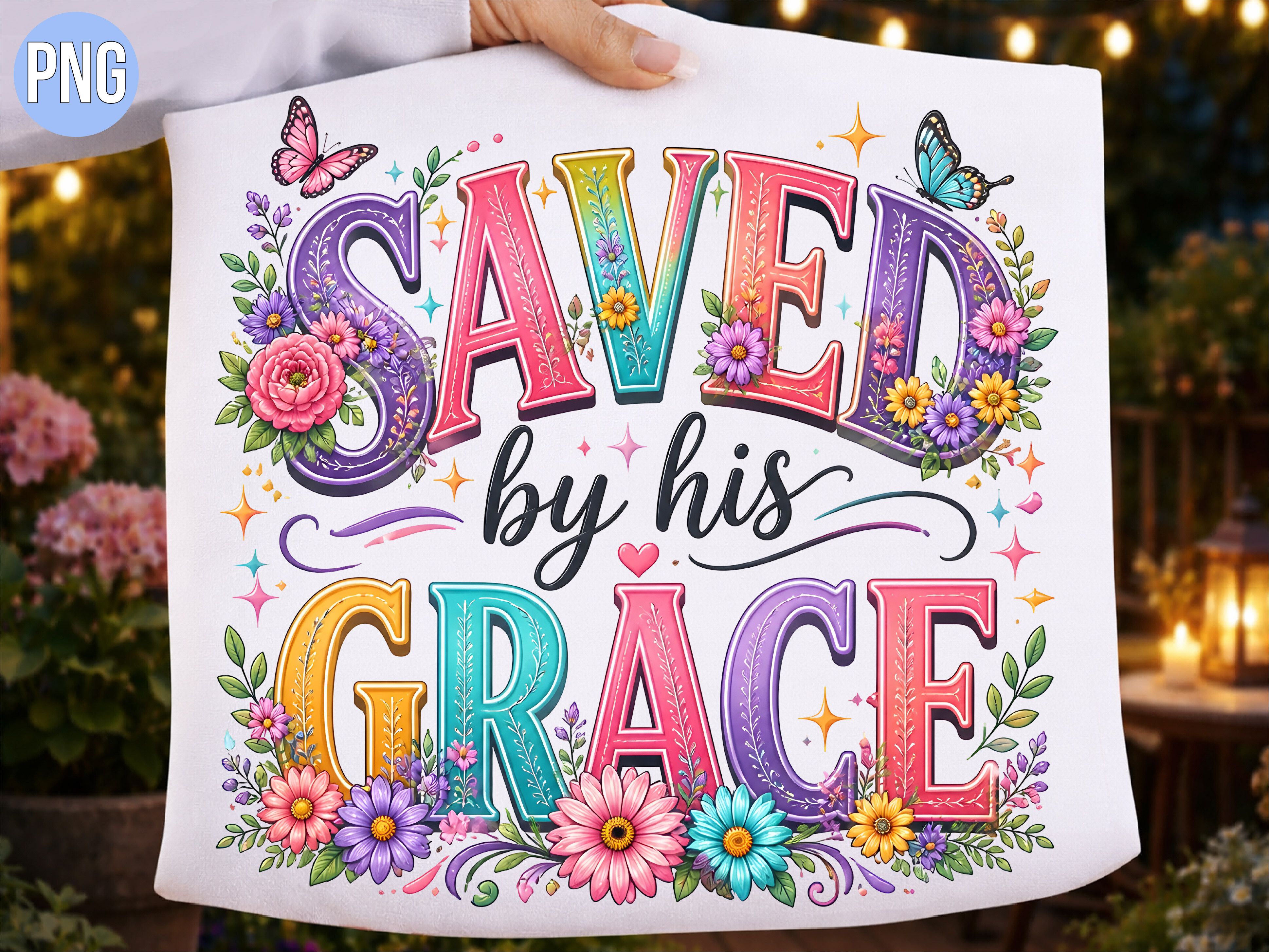 Saved by His Grace Christian Faith PNG