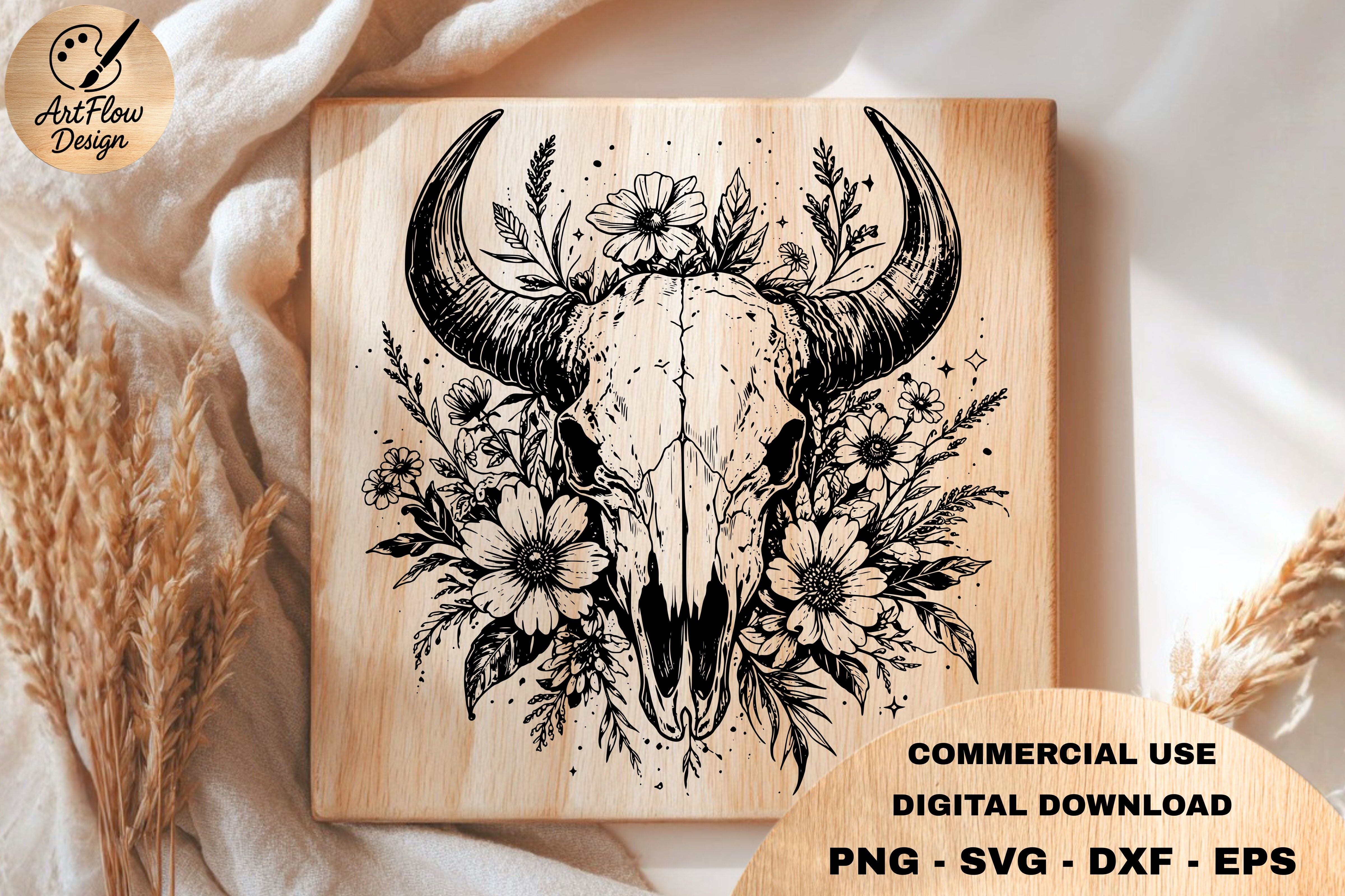 Boho Bull Skull SVG