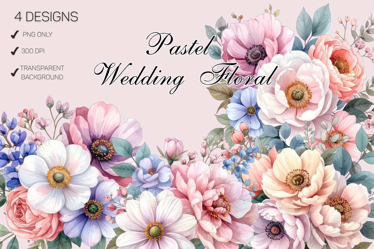 Pastel Wedding Floral PNG