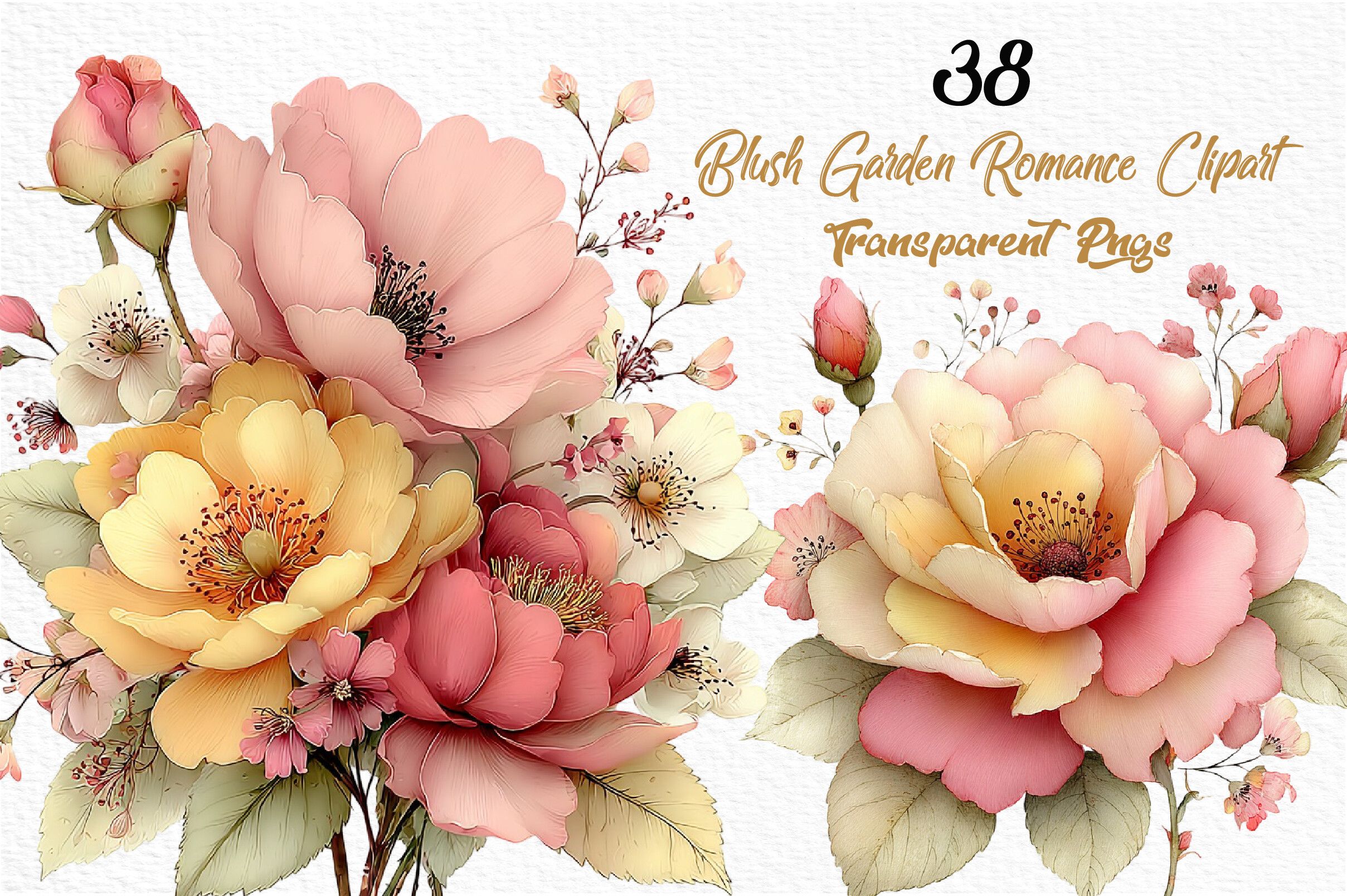 Blush Garden Romance Clipart Set